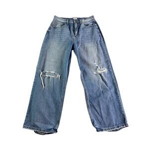 Sneak Peek Women's sz 11/W30 Distressed High-Rise Jeans Wide Leg